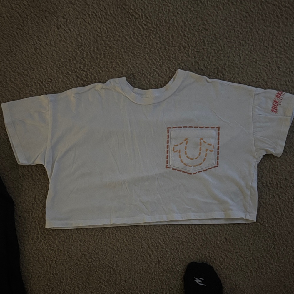 True Religion Kids White Tee with Red Stitching